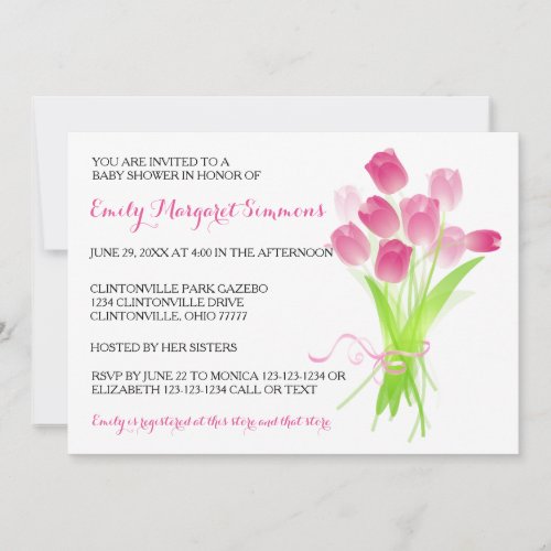 Pink Tulips _ BABY Shower Invitation