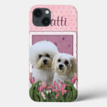 Pink Tulips - Bichon and Maltese iPhone 13 Case