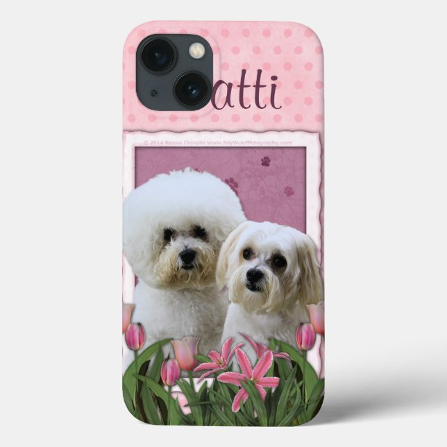 Pink Tulips - Bichon and Maltese Case-Mate iPhone Case (Back)
