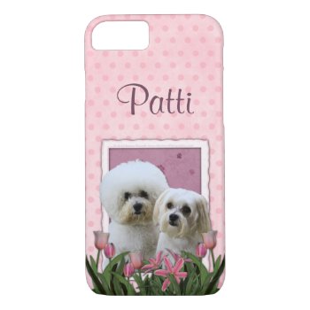 Pink Tulips - Bichon And Maltese Iphone 8/7 Case by FrankzPawPrintz at Zazzle
