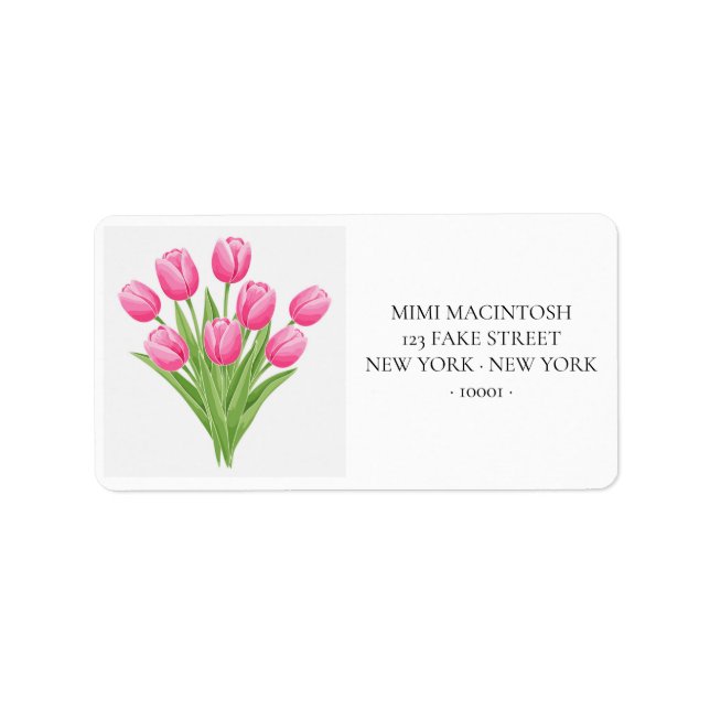 Pink Tulips Bouquet Address Labels (Front)