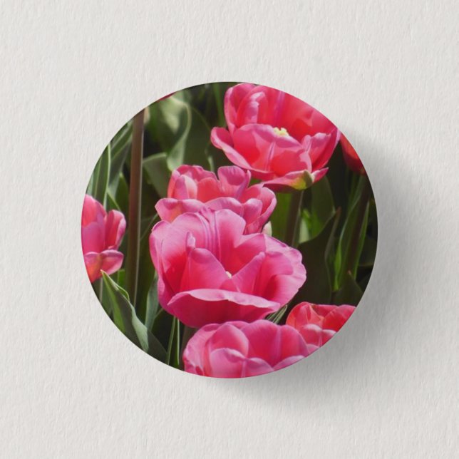 Pink Tulips Button (Front)