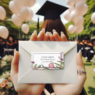 Pink Tulips & Capsules Nurse Graduation Address Label