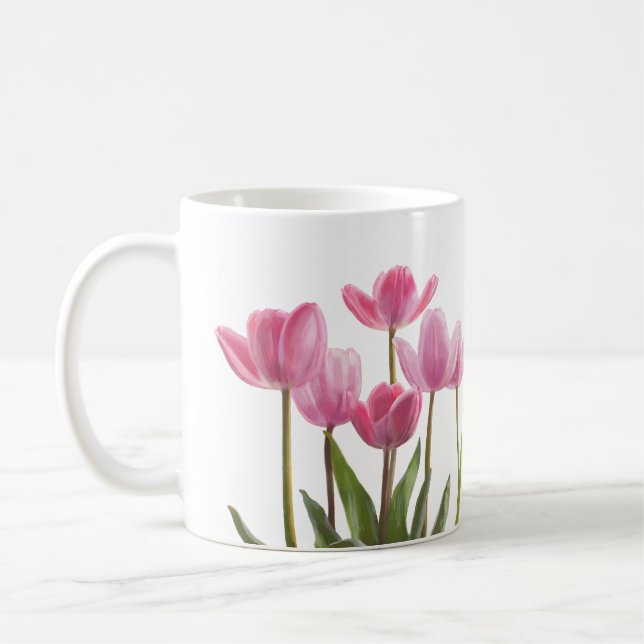 Pink Tulips Coffee Mug (Left)