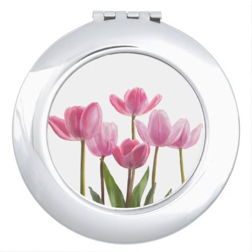 Pink Tulips Compact Mirror