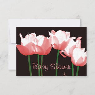 Pink Tulips Custom Baby Shower Invitation