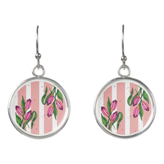 Pink Tulips Earrings (Front)