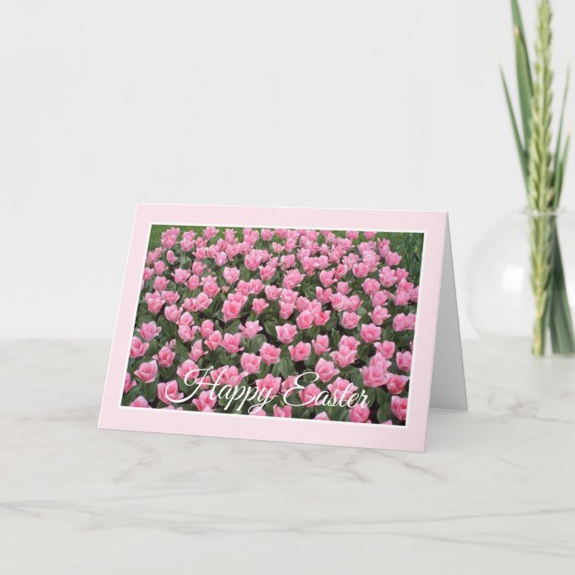 Pink Tulips Easter Card (Front)