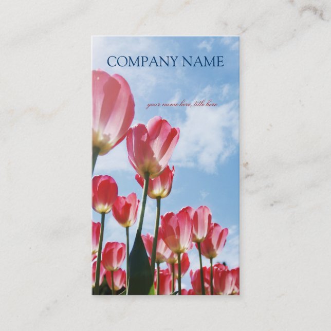 Pink Tulips Field - Business Card (Front)
