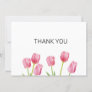 Pink Tulips Flat Thank You  Card