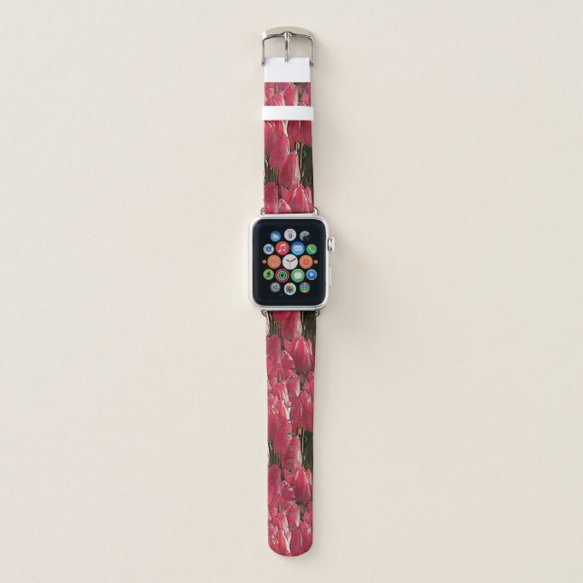 Pink Tulips Floral Apple Watch Band (Front)