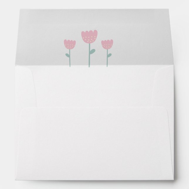 Pink Tulips Floral Baby Shower Simple Cute Envelope (Back (Bottom))