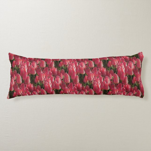 Pink Tulips Floral Body Pillow (Front)