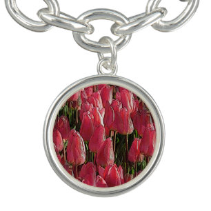 Pink Tulips Floral Bracelet