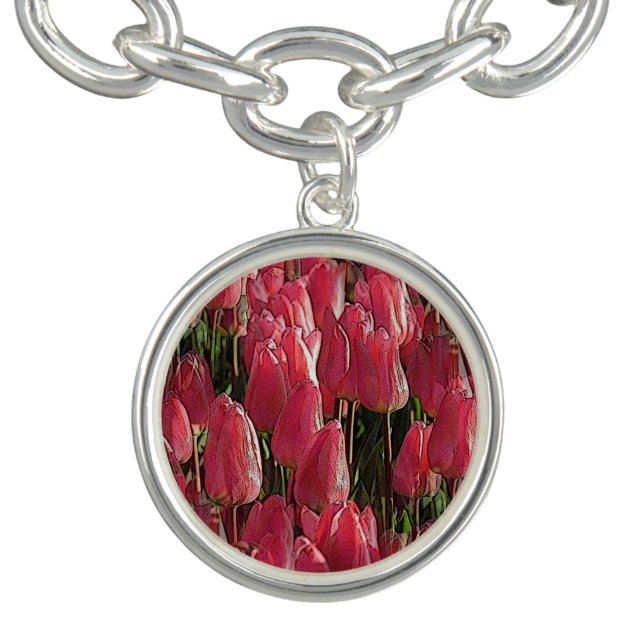 Pink Tulips Floral Bracelet (Design)