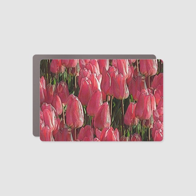 Pink Tulips Floral Car Magnet (Front)