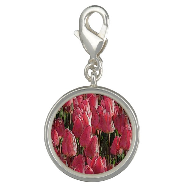 Pink Tulips Floral Charm (Front)