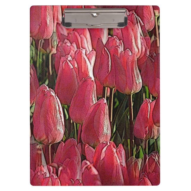 Pink Tulips Floral Clipboard (Front)