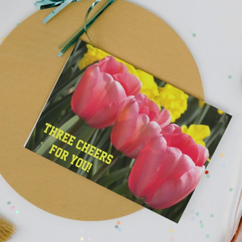 Pink Tulips Floral Congratulations Card