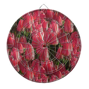 Pink Tulips Floral Dart Board