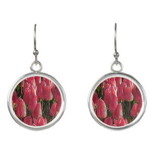 Pink Tulips Floral Earrings