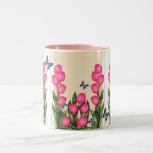 Pink Tulips Floral Mug