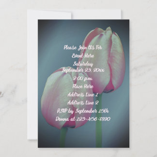 Pink Tulips Floral Party Invitation