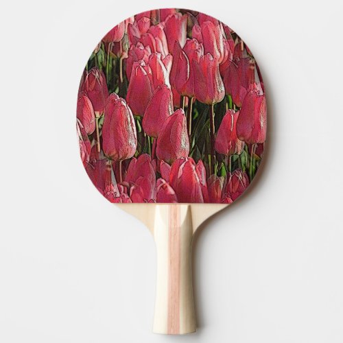 Pink Tulips Floral Ping Pong Paddle