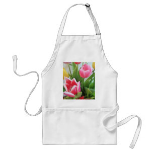 Pink Tulips, Floral Spring Bouquet, Flowers Adult Apron