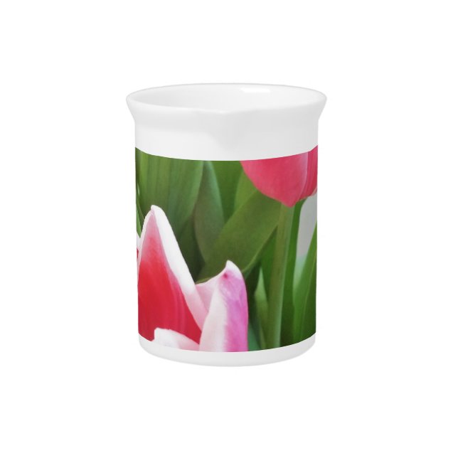 Pink Tulips, Floral Spring Bouquet, Flowers Drink Pitcher (Front)