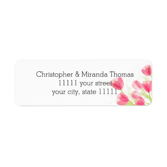 Pink Tulips Floral Wedding Label (Front)