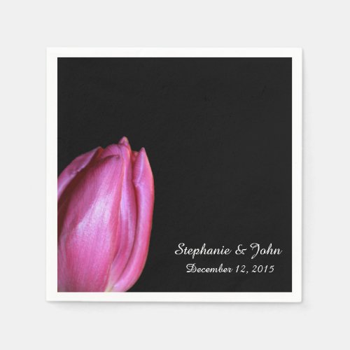 Pink Tulips Flower Bud Photo Personalized Weddings Napkins