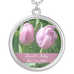 Pink Tulips Flower Necklace