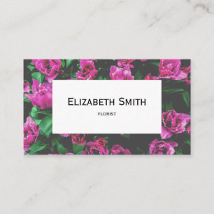 Pink tulips flowers business card