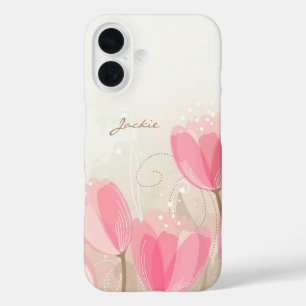Pink Tulips Flowers iPhone 16 Case