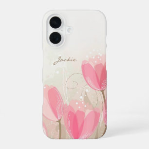 Pink Tulips Flowers iPhone 16 Case