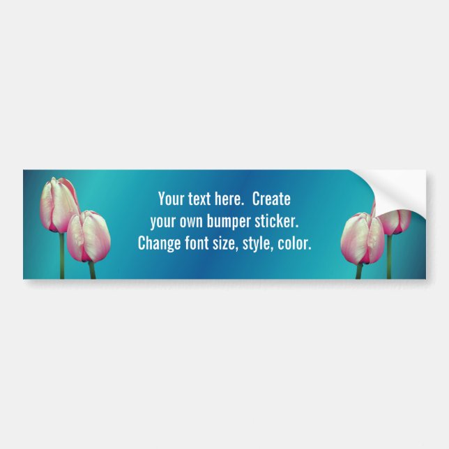 Pink Tulips Flowers Personalized Bumper Sticker (Front)