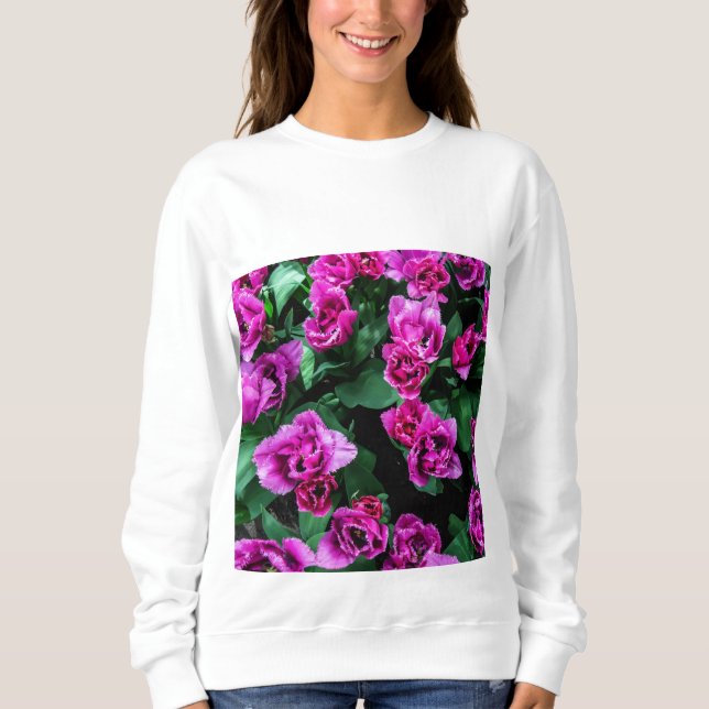 Pink tulips flowers sweatshirt (Front)