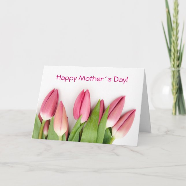 Pink tulips folded card (Front)
