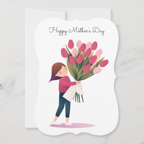 Pink Tulips For Mom  Mothers Day Holiday Card
