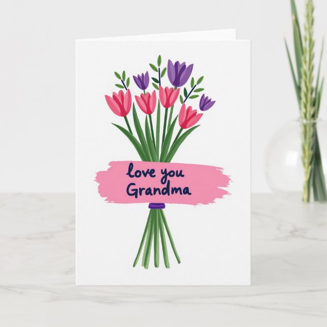 Pink Tulips Grandma Card (Front)