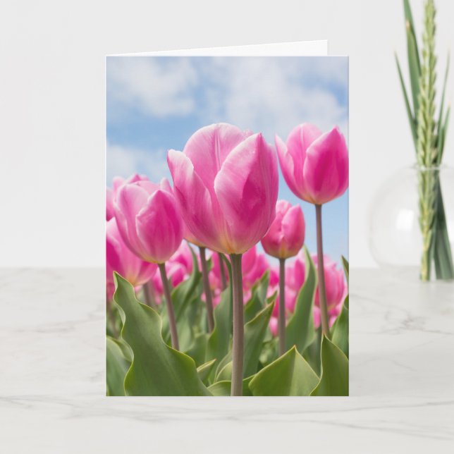 PINK TULIPS HAPPY BIRTHDAY CARD (Front)