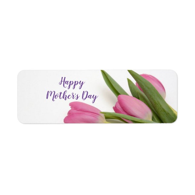 Pink Tulips Happy Mother's Day Label (Front)