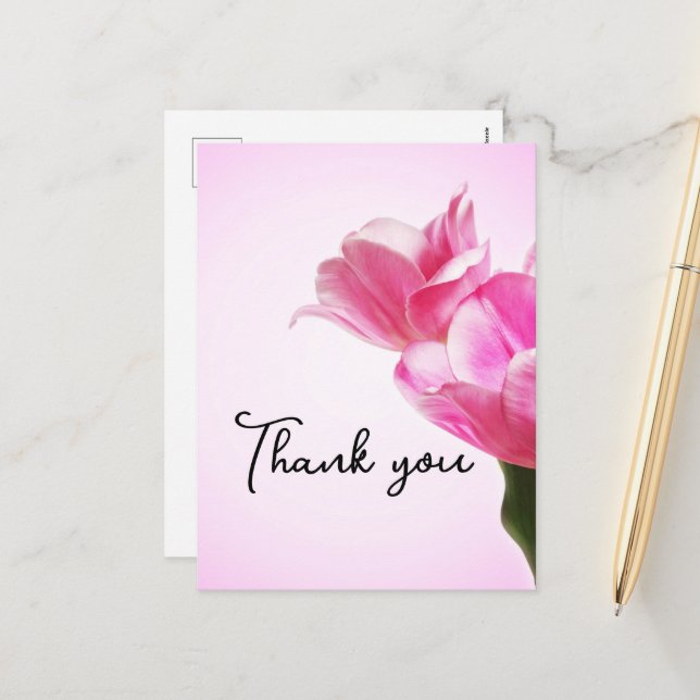 Pink tulips holiday postcard (Front/Back In Situ)