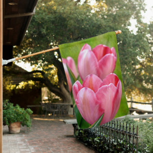 Pink Tulips House Flag