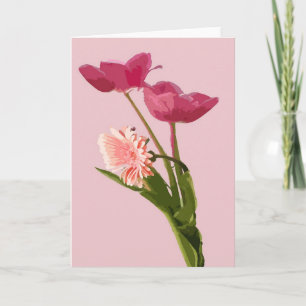 Pink Tulips in Digital Art Greeting Card