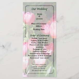 Pink Tulips in Garden Wedding Program