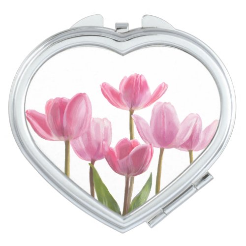 Pink Tulips Love Compact Mirror