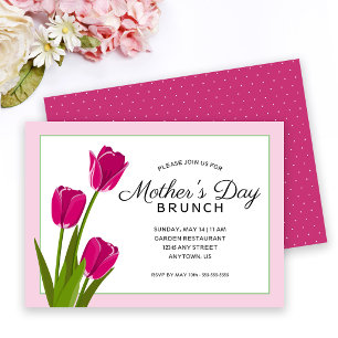 Pink Tulips Mother's Day Brunch Invitation