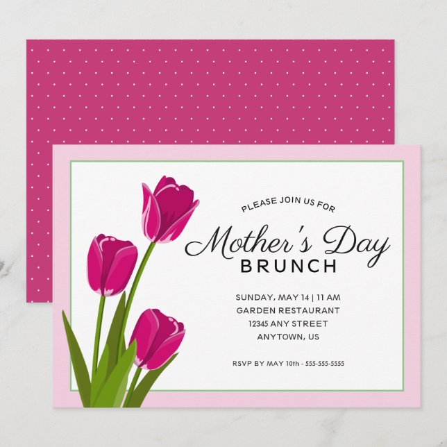 Pink Tulips | Mother's Day Brunch Invitation (Front/Back)